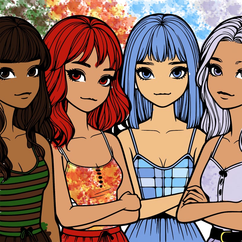 four realistic girls