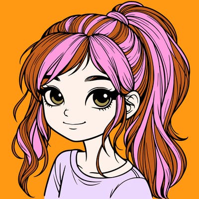 realistic girl with ponytail