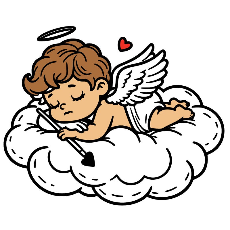cupid asleep on a cloud