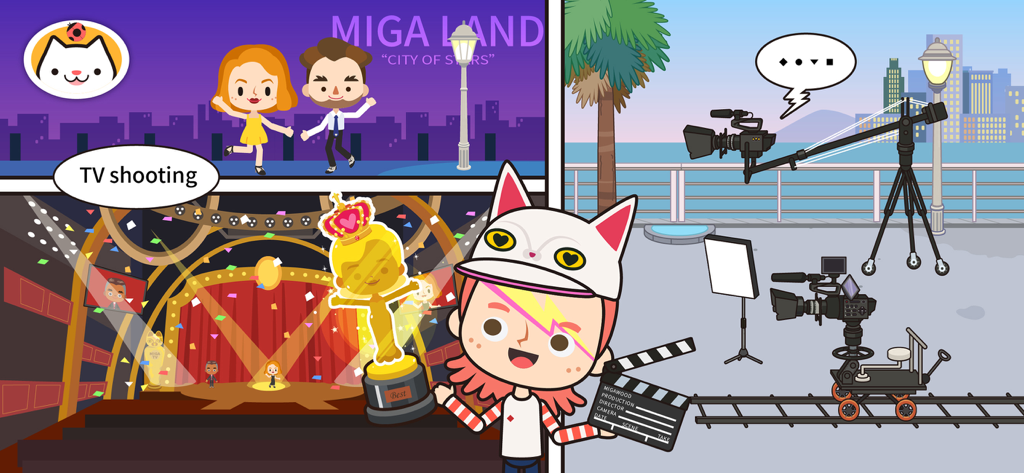 Miga Town : Game & TV Shows - Characters filming at a TV station in Miga Town Game and TV Shows
