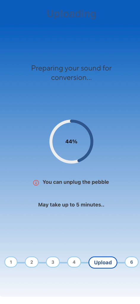 myWaves App - Tela de upload no aplicativo myWaves mostrando o progresso da conversão de dados de sono