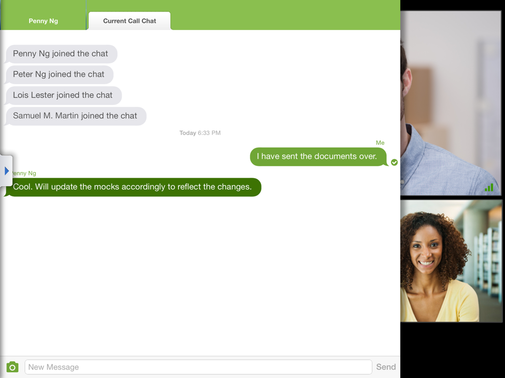 VSee Messenger for iPad - VSee Messenger app for iPad displaying a group chat window and video call feeds.
