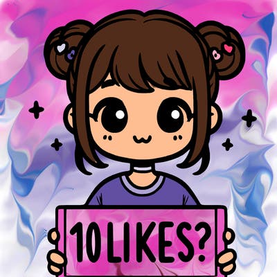 cute girl that is holding a sign that says 10 likes?