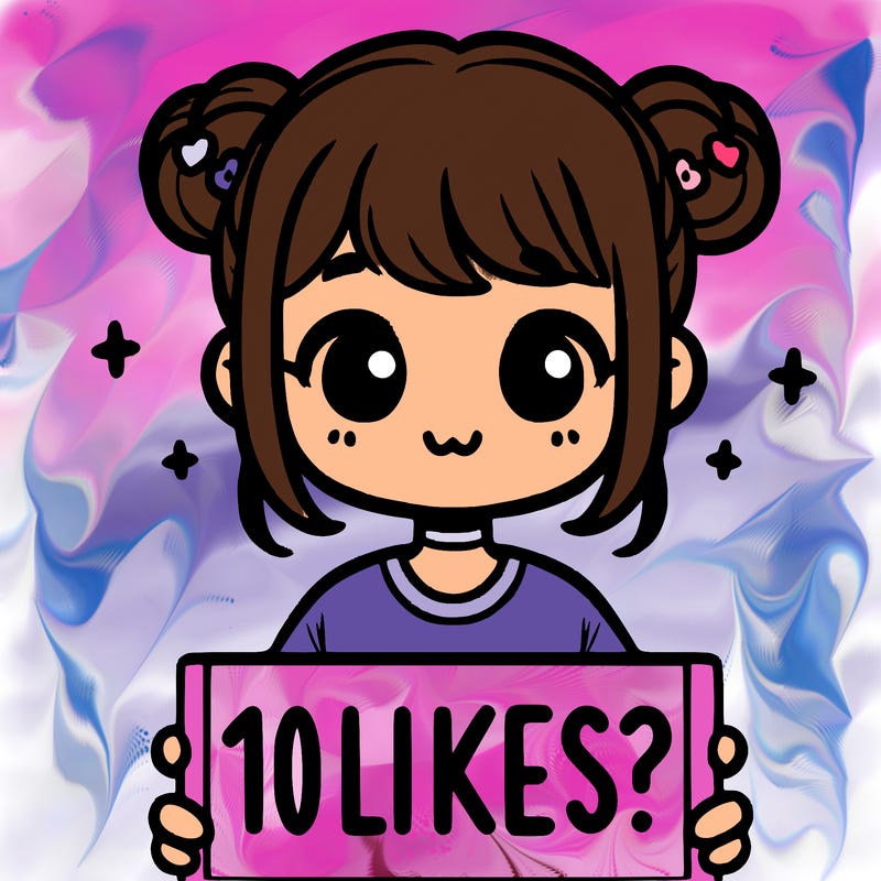cute girl that is holding a sign that says 10 likes?