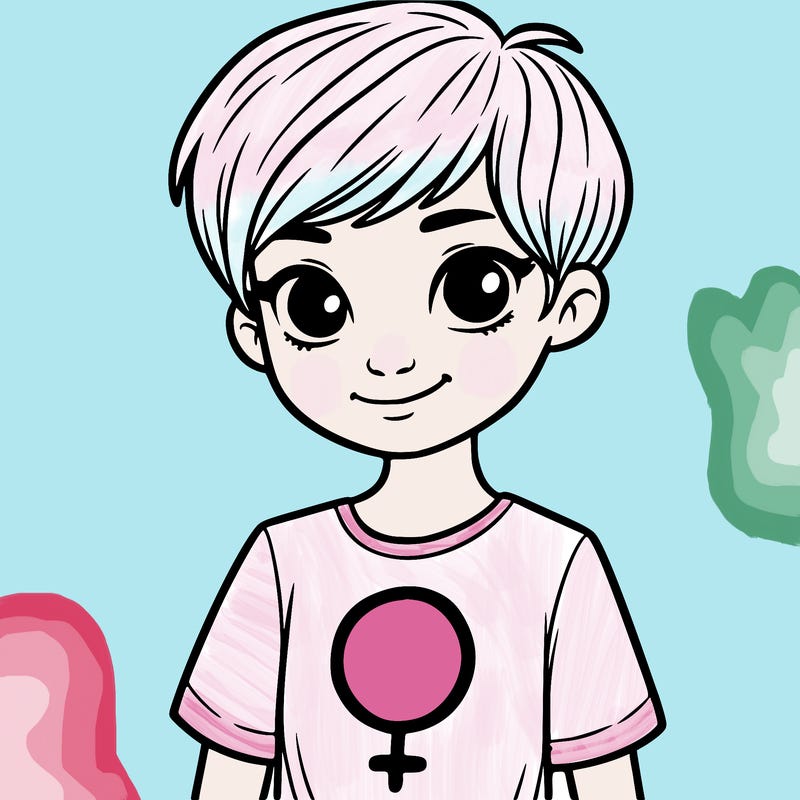 girl with pixie cut and feminist shirt