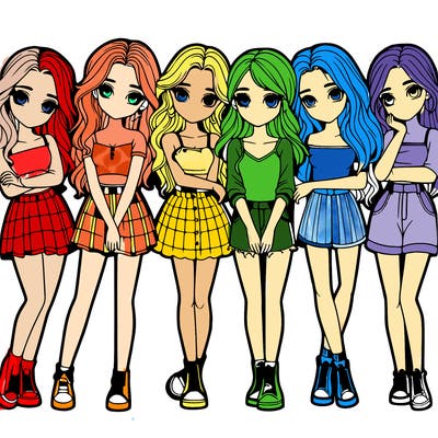 a group of girls realistic