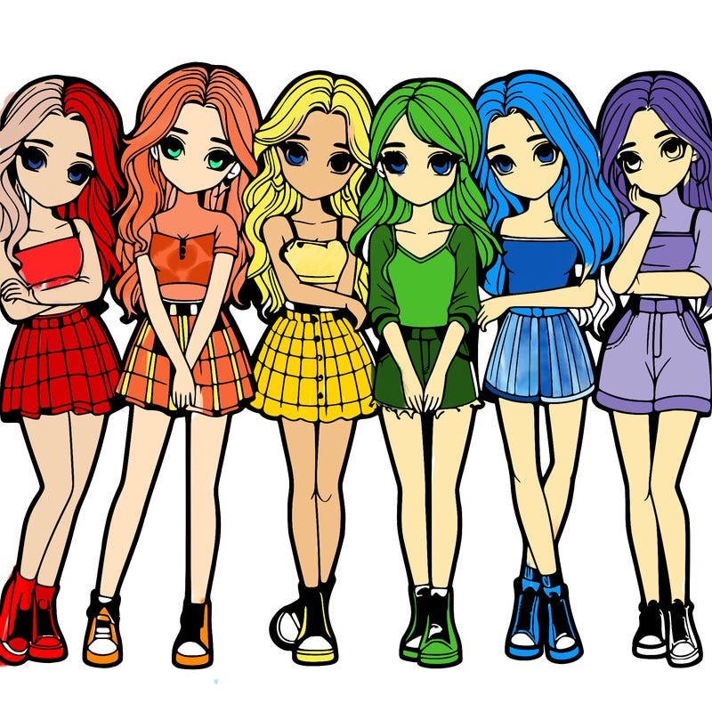 a group of girls realistic