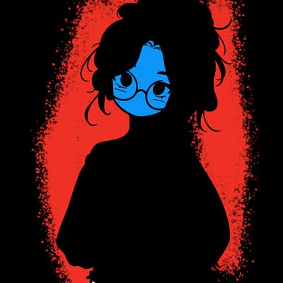 girl with a messy ponytail glasses a baggy crop top and jean shorts