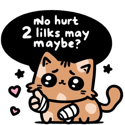 cute cat thats been hurt saiying 2 likes maybe