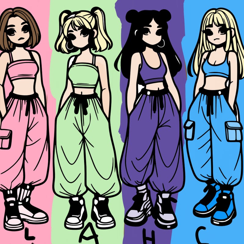 girls with crop top with baggy pants