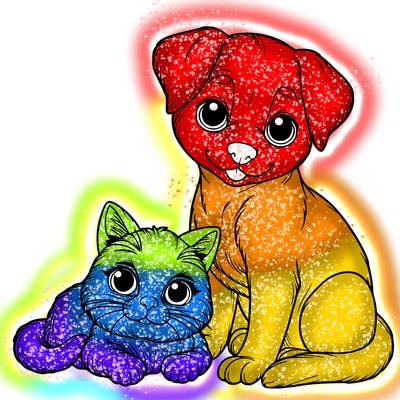 realistic cat and dog