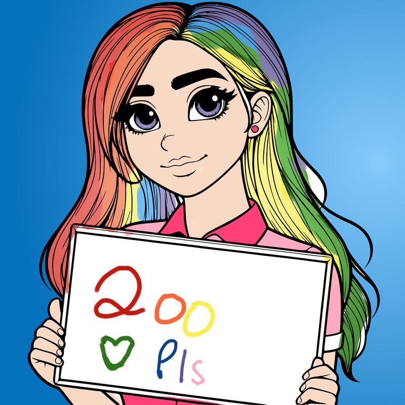 a realistic girl with a sign