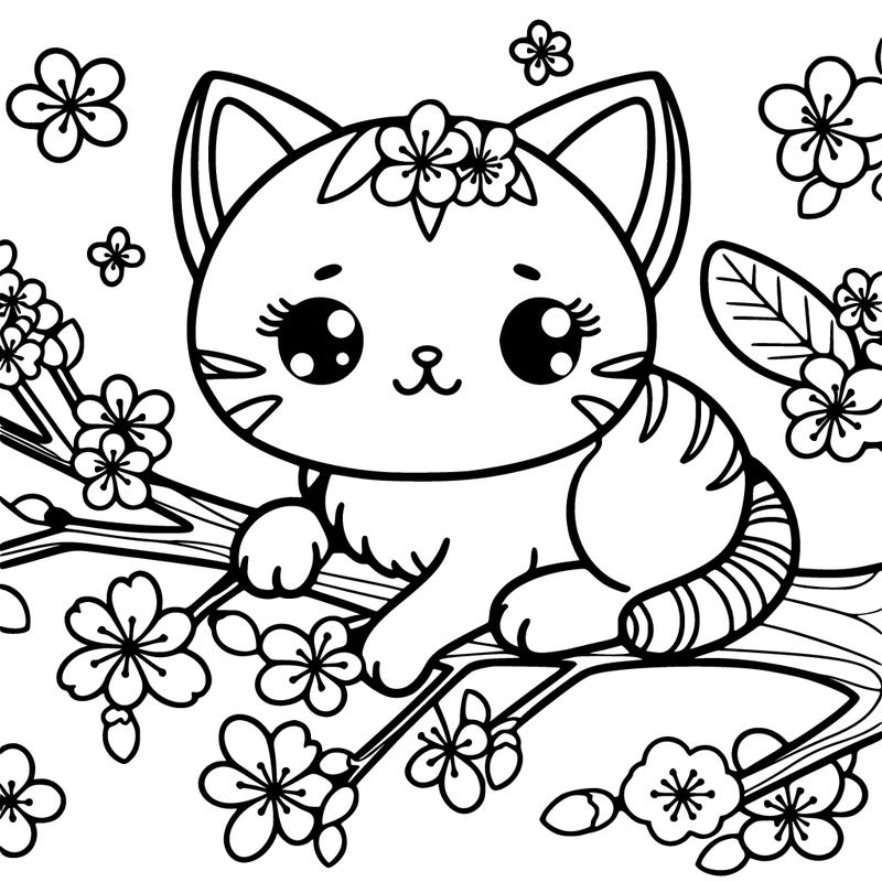 cherry blossom cat