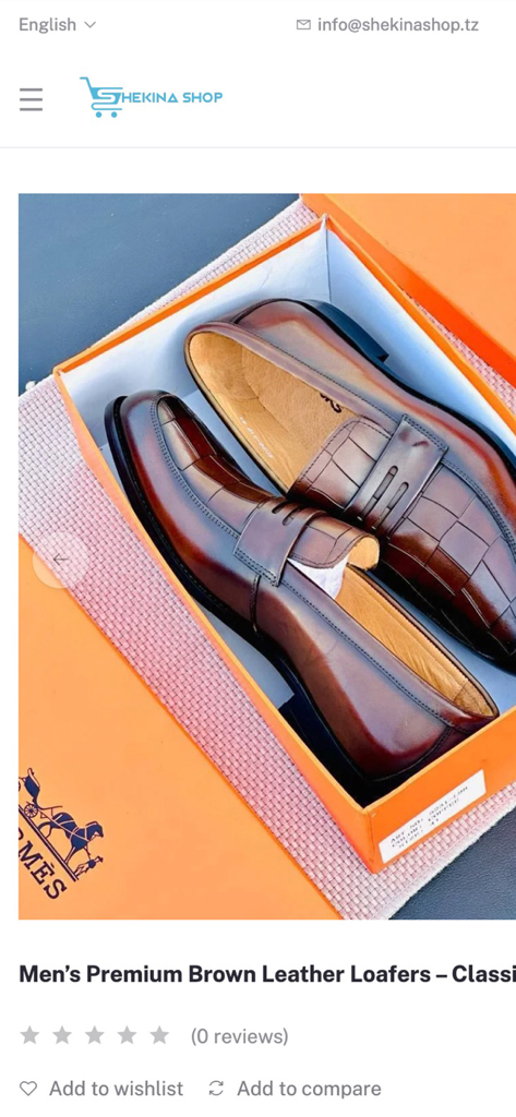 ShekinaShop - ShekinaShop 앱에서 주황색 상자에 담긴 남성용 고급 갈색 가죽 로퍼