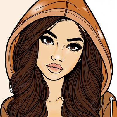 realistic beautiful girl with a hood on