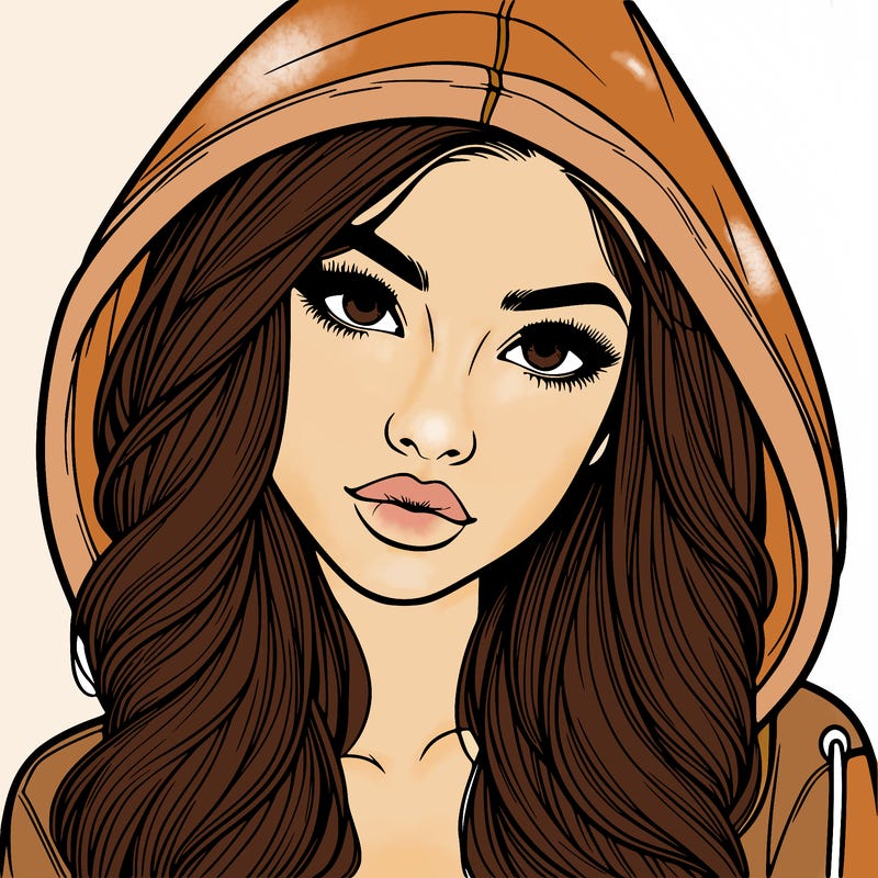 realistic beautiful girl with a hood on