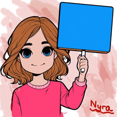 realistic girl holding up a sign