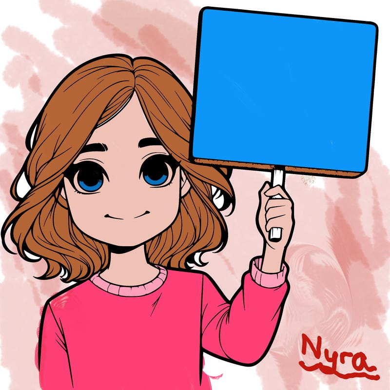 realistic girl holding up a sign