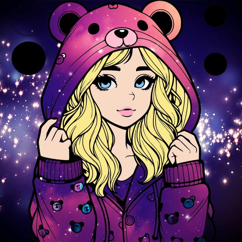 realistic girl in a animal pjs hoodie