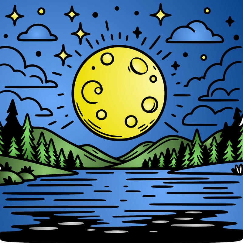 moonlight shining on a lake