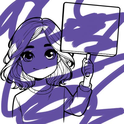 realistic girl holding up a sign