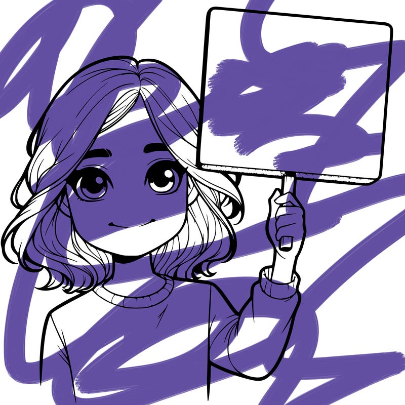 realistic girl holding up a sign