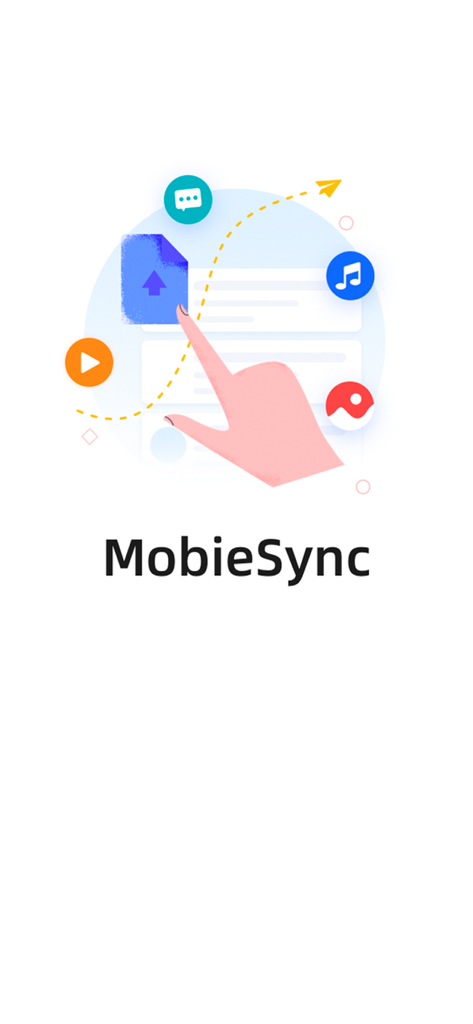 Écran de démarrage de l'application MobieSync pour le transfert de fichiers sans fil