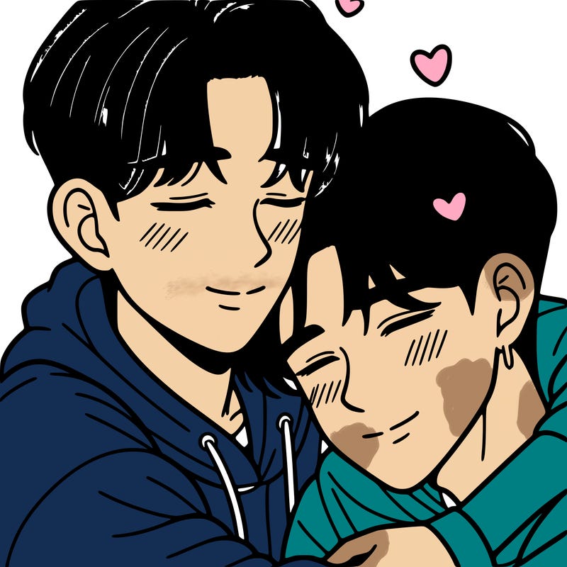 korean teen boys cuddling
