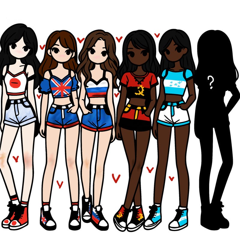 a group of girls wearing crop tops and shorts