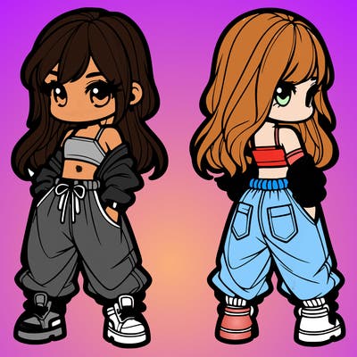 girl in crop top and baggy pants