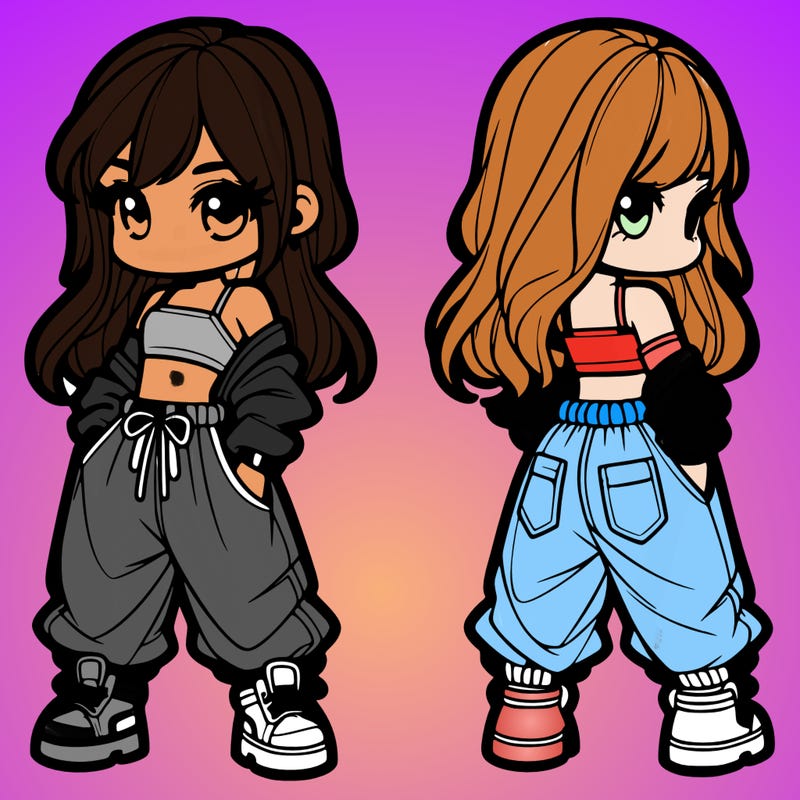 girl in crop top and baggy pants