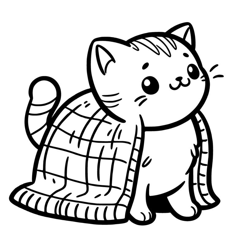 a cat with a tiny blanket
