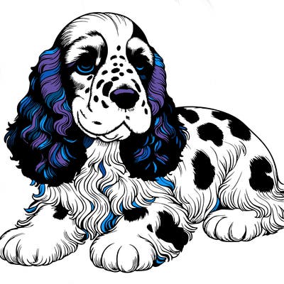 realistic cocker spaniel dog with a merle pattern