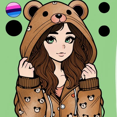 realistic girl in a animal pjs hoodie