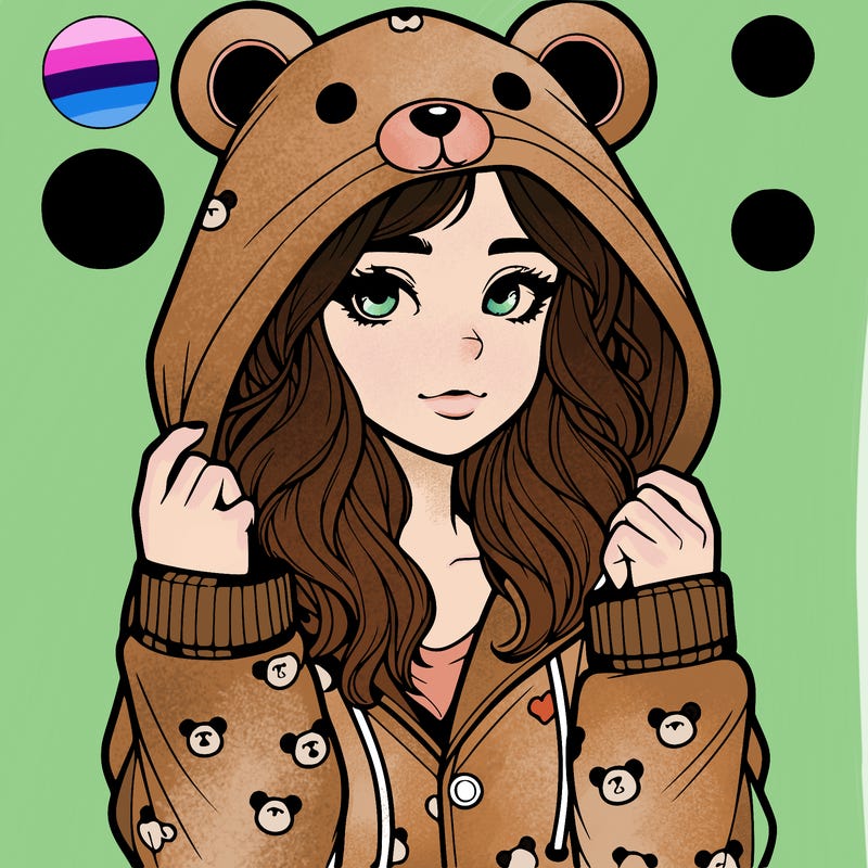 realistic girl in a animal pjs hoodie