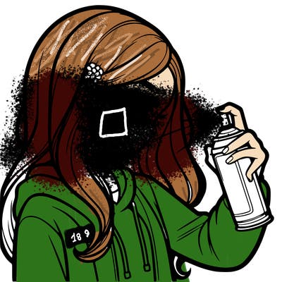 a realistic girl spray painting