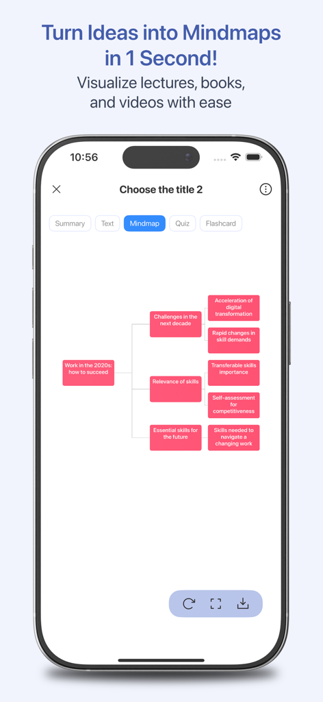 SuperLearn Note Taker &Quizlet - A mind map generated by AI from lecture notes in the SuperLearn app interface.