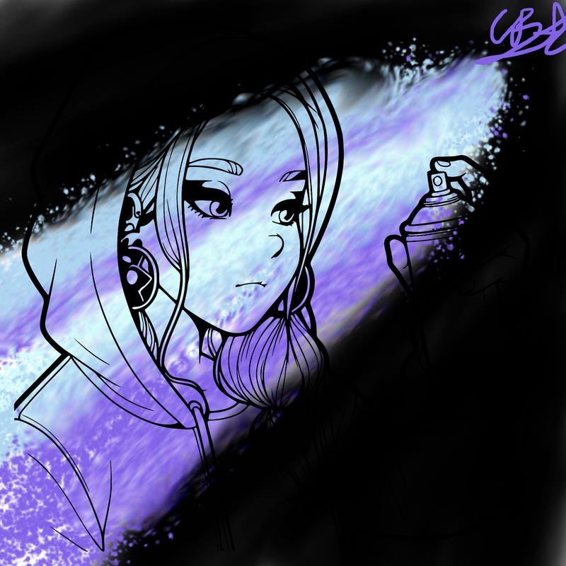 a realistic girl, spray painting