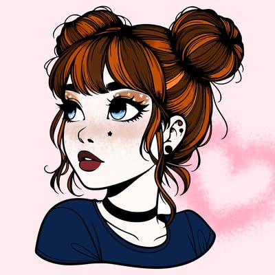 realistic girl with spacebuns