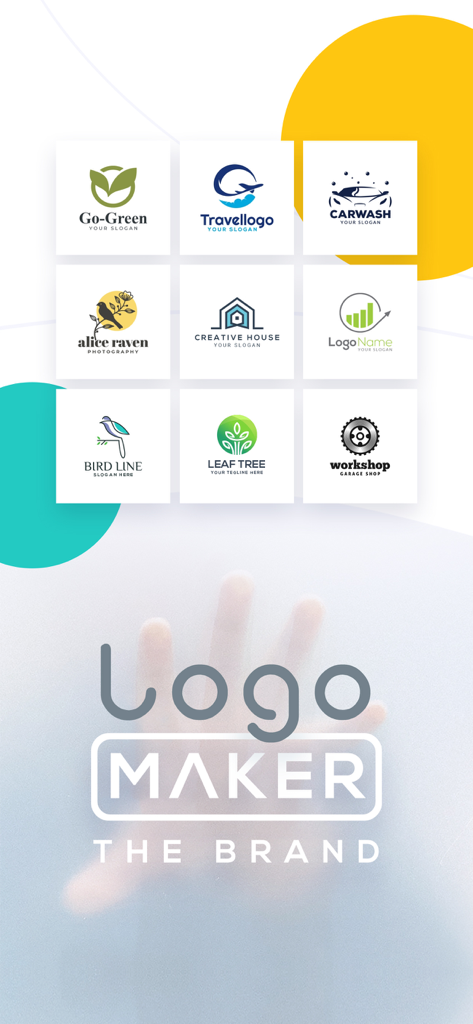 Logo Maker - Logo Templates - 様々なビジネスニッチ向けのプロフェッショナルなロゴデザインテンプレートのコレクションがアプリで表示されている様子。