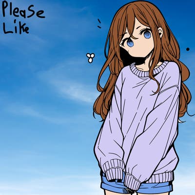 manga teen girl  in a sweater and baggy pants