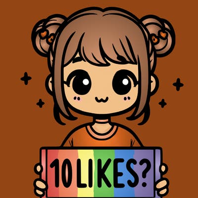 cute girl that is holding a sign that says 10 likes?