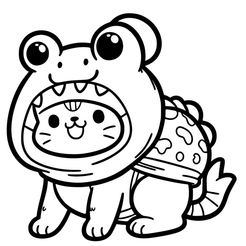 a cat in a frog costume