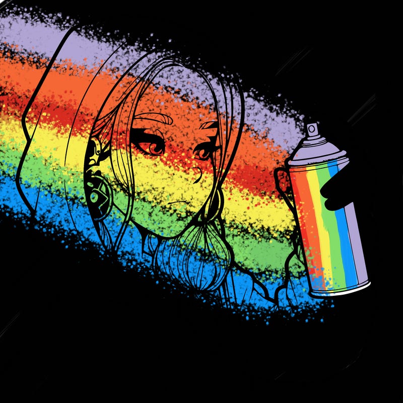 a realistic girl, spray painting