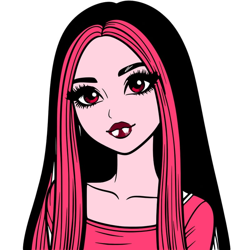 realistic girl with straight and long hair