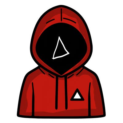 a person with non face waering a hoodie with a small triangle symbol