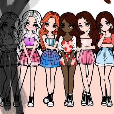 a group of girls realistic