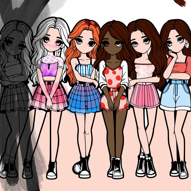a group of girls realistic