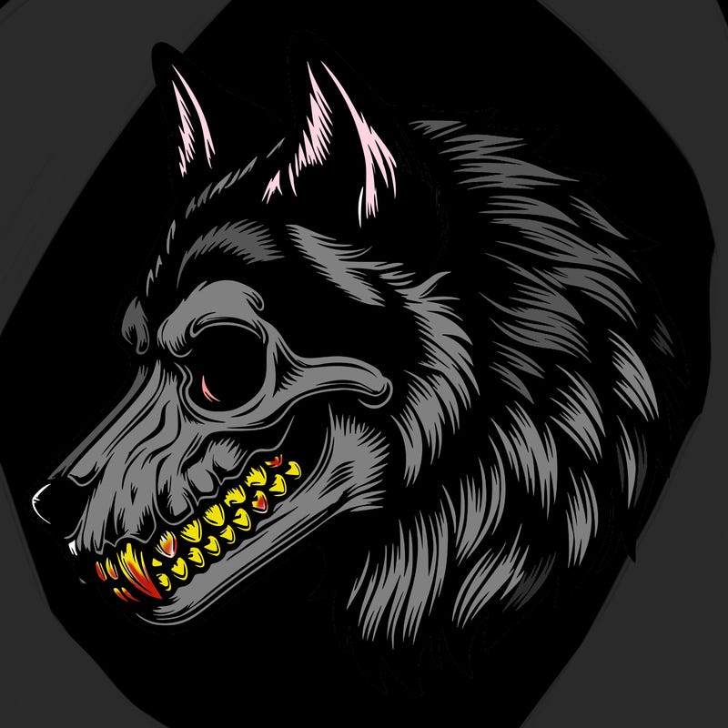 realistic wolf with skull face