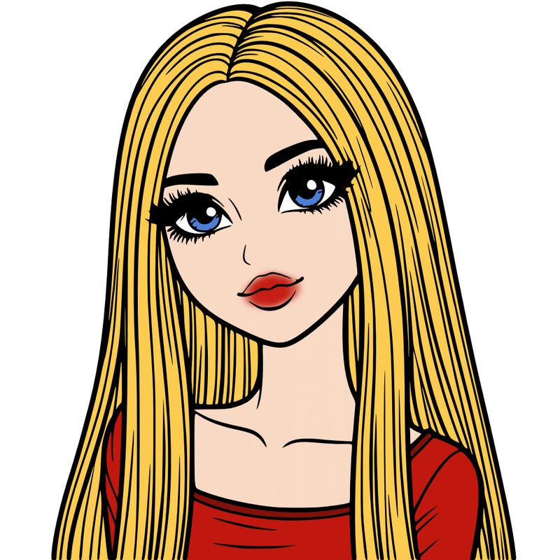 realistic girl with straight and long hair